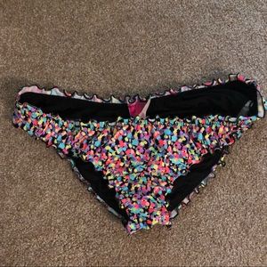 Rainbow rushed/ruffle cheeky bikini bottom